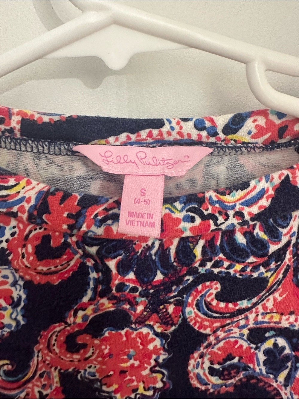 Lilly Pulitzer Navy Top with Coral Pink & Red Paisley